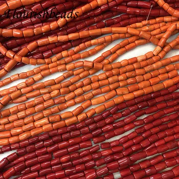 Високо Качество на 8x20 мм Форма на Тръба Оранжево Червен Цвят Морски Бамбук Коралов Цилиндър Свободни Мъниста САМ Огърлица от Корал Едро Доставчик